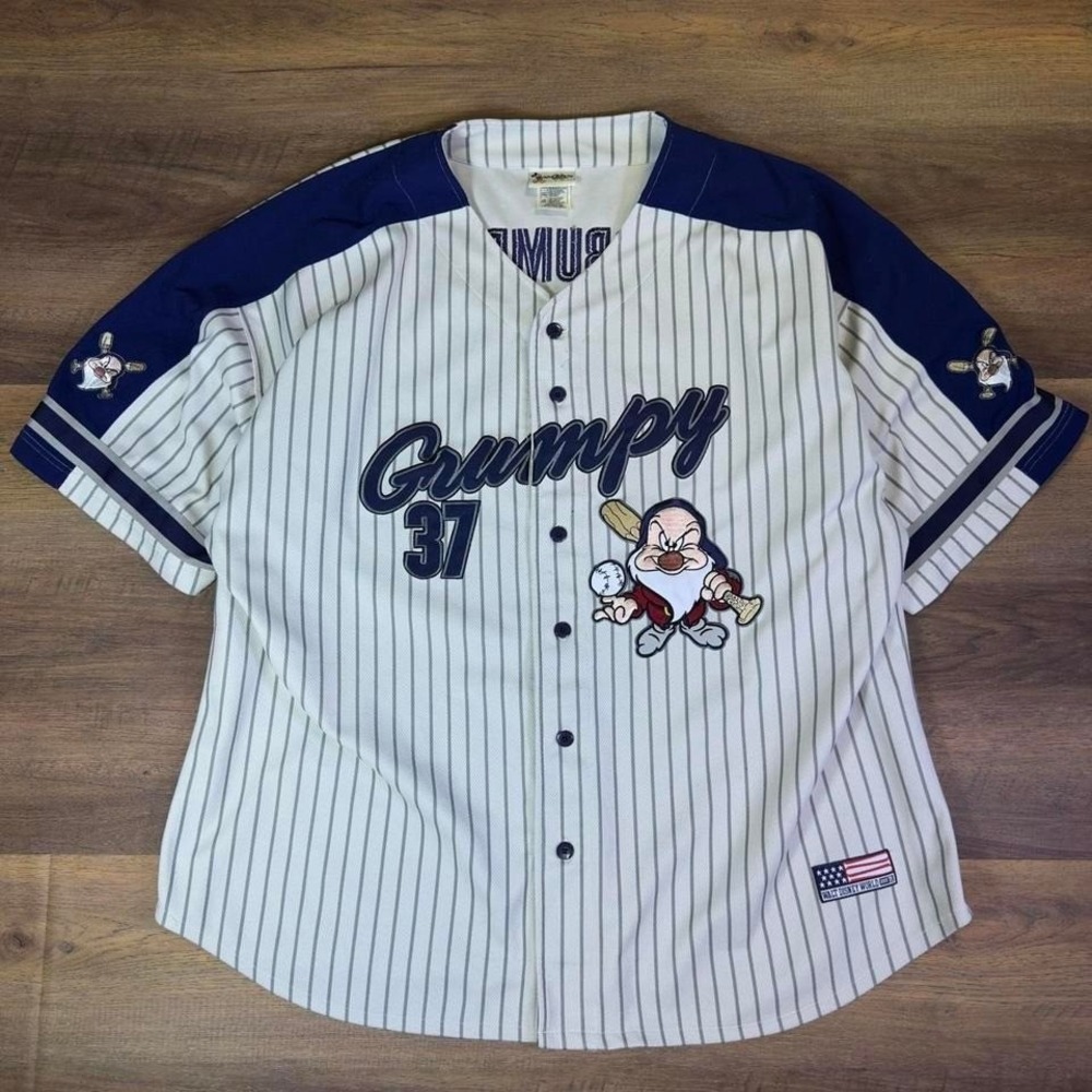 Disney Grumpy Baseball Jersey -  White with blue stripes